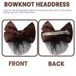 Limitless Bagged Traditional Chinese Style Ribbon Hair Ties, Hair Scrunchies Satin Scarf Hair Tie Elastic Bow Hair Bands Silky Hair Ribbon Long Tail Ponytail (Brown-Hemming-2PC)